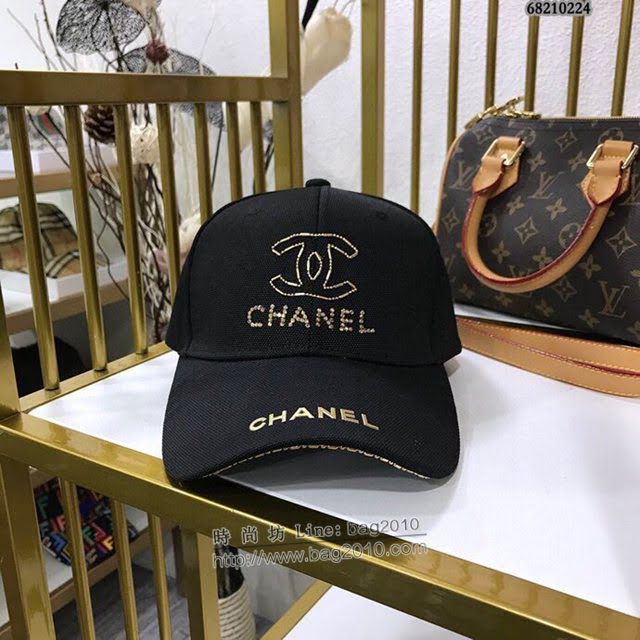 Chanel男女同款帽子 香奈兒貼鑽棒球帽鴨舌帽  mm1108